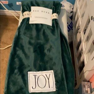 Rae Dunn green Christmas plush throw